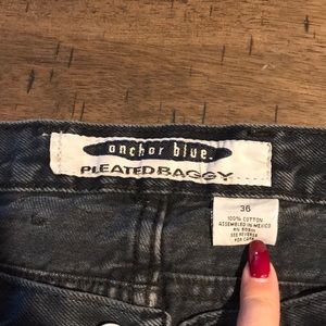 Anchor blue pleated baggy jeans shorts